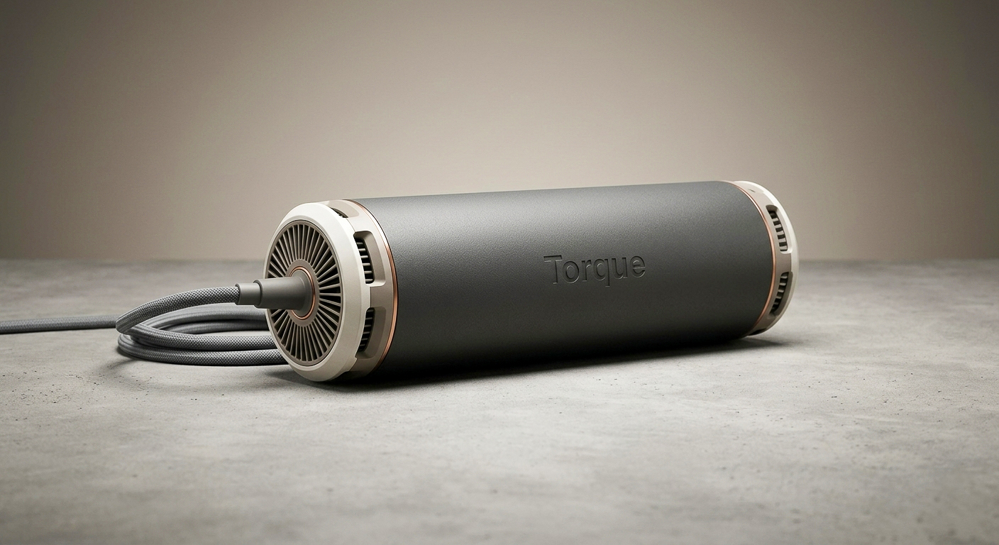 Torque prototype-stage recovery roller concept on a neutral studio surface.